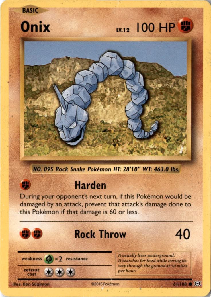 Onix #61/108 - Evolutions - Pokemon - Common - Moderately Played