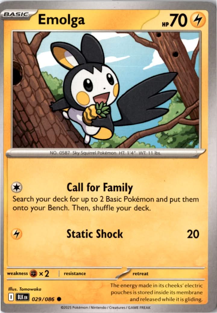 Emolga #029/86 - Black Bolt - Pokemon - Common - Near Mint