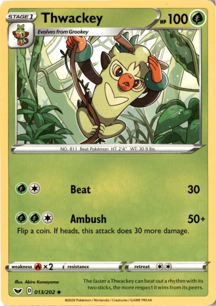 Thwackey #13/202 - Sword & Shield - Pokemon - Uncommon - Near Mint