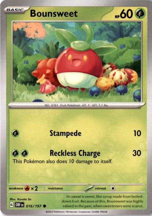 Bounsweet #016/197 - Obsidian Flames - Pokemon - Common - Near Mint