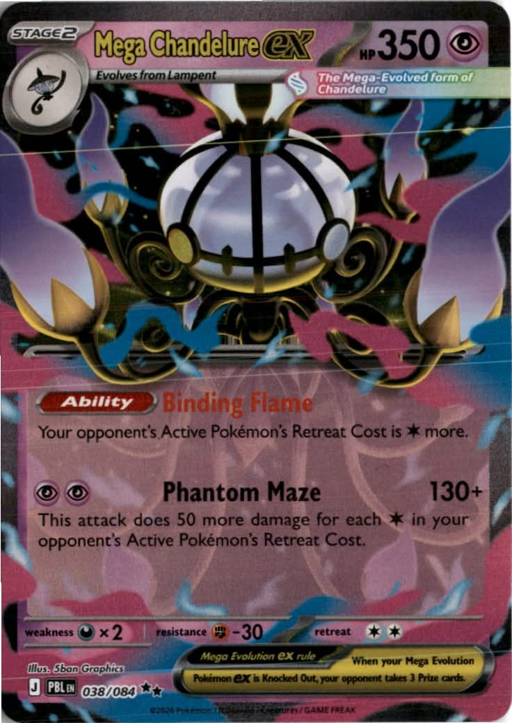 Mega Chandelure ex #038/084 - ME05: Pitch Black - Pokemon - Double Rare - Near Mint