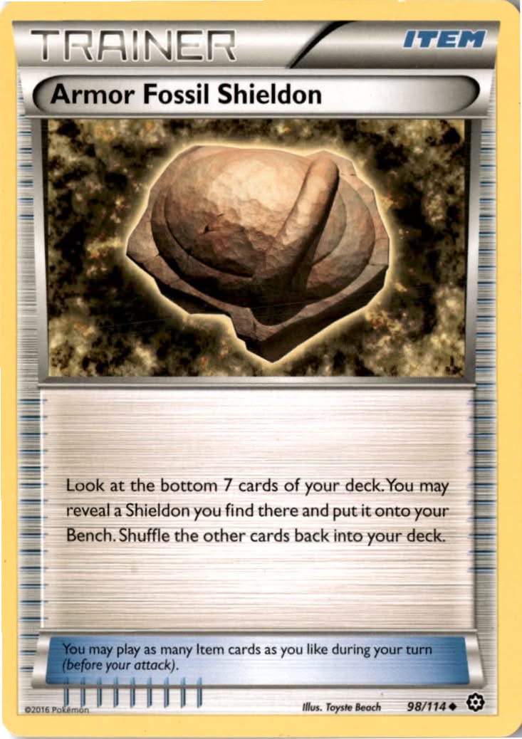 Armor Fossil Shieldon #98/114 - Steam Siege - Pokemon - Uncommon - Lightly Played