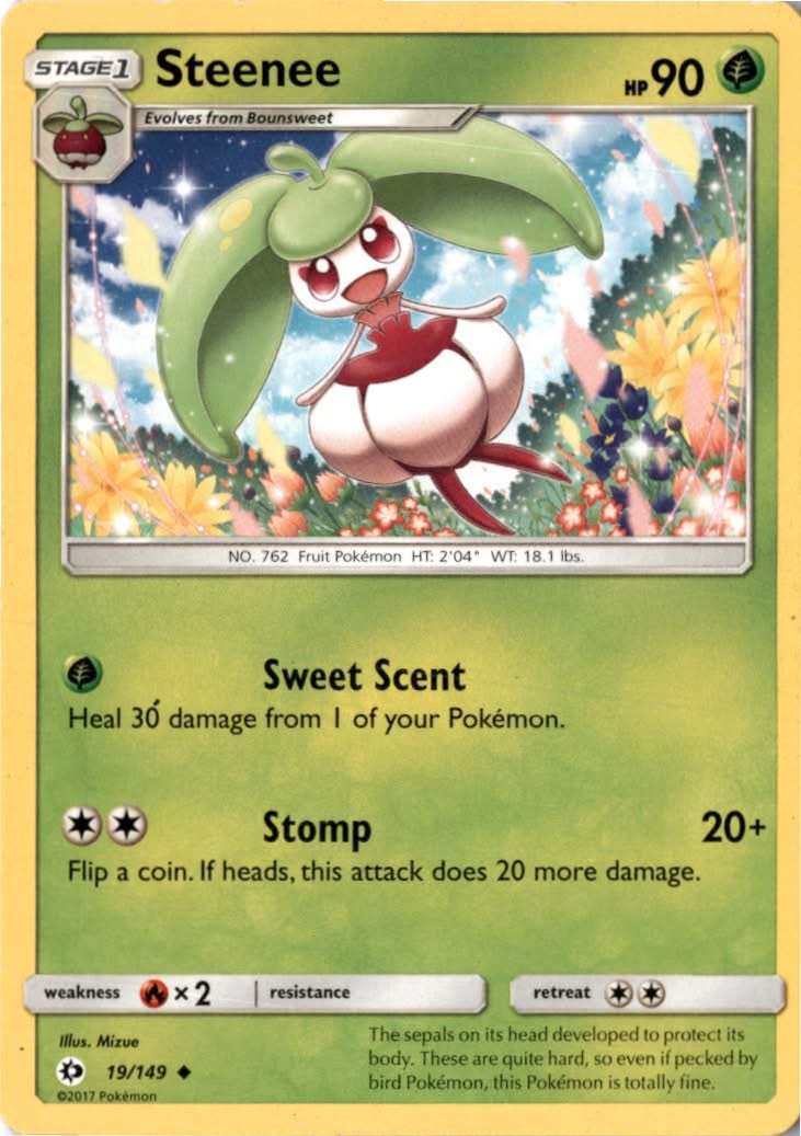 Steenee #19/149 - Sun & Moon - Pokemon - Uncommon - Near Mint