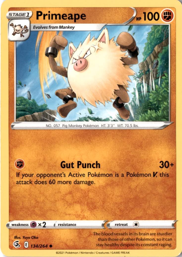 Primeape #134/264 - Fusion Strike - Pokemon - Uncommon - Near Mint