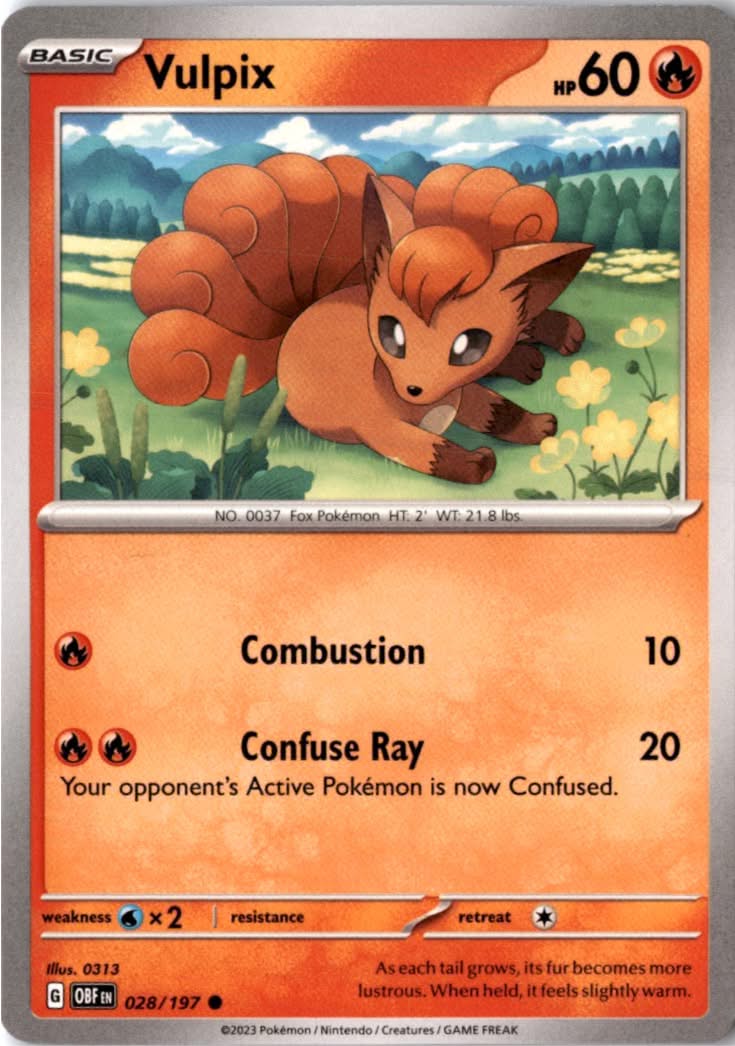 Vulpix #028/197 - Obsidian Flames - Pokemon - Common - Near Mint