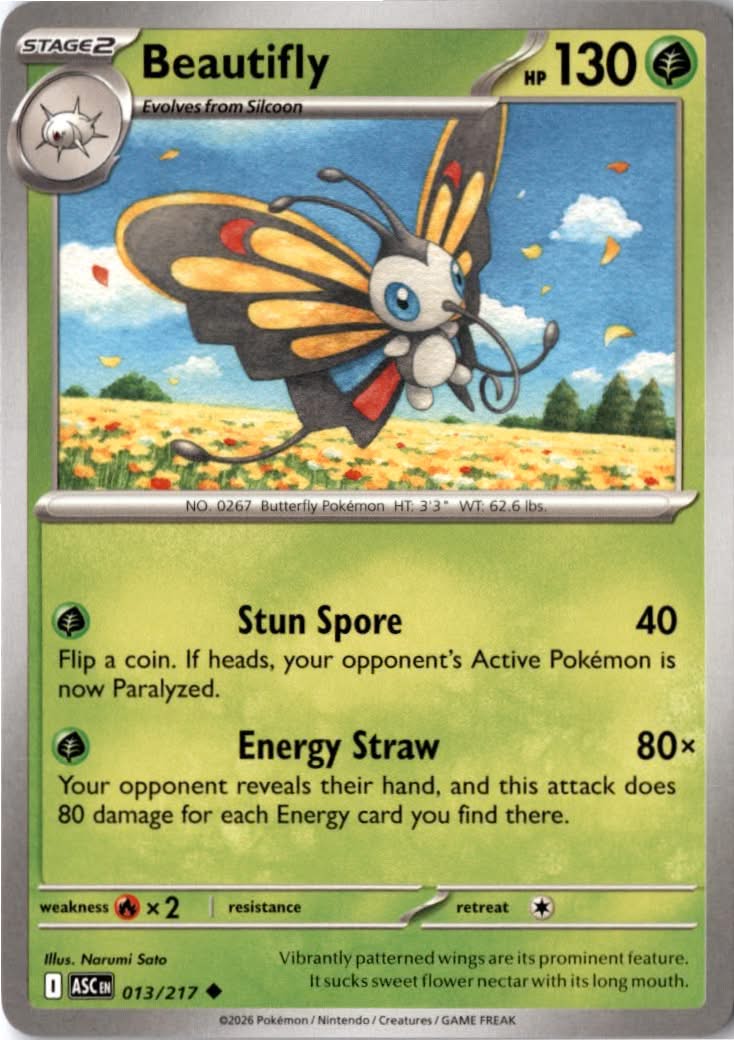 Beautifly #013/217 - Ascended Heroes - Pokemon - Uncommon - Near Mint