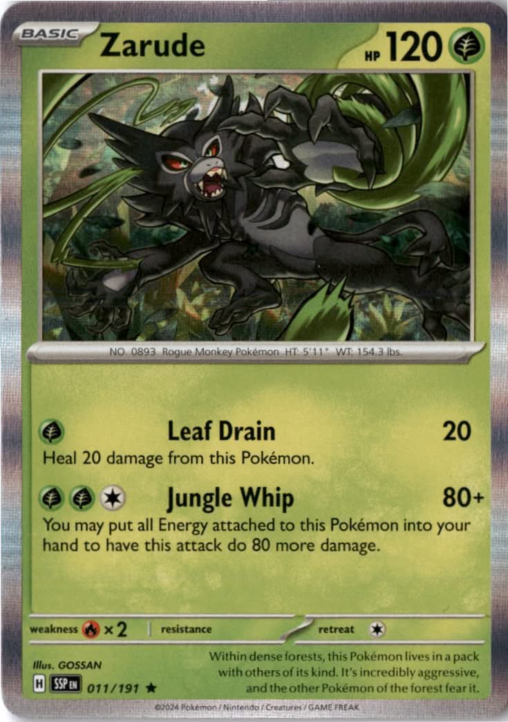 Zarude #011/191 - Surging Sparks - Pokemon - Rare - Near Mint