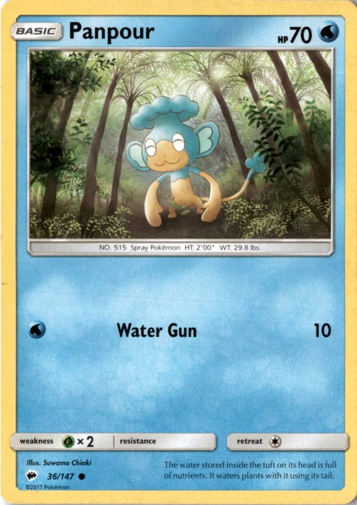 Panpour #36/147 - Burning Shadows - Pokemon - Common - Near Mint