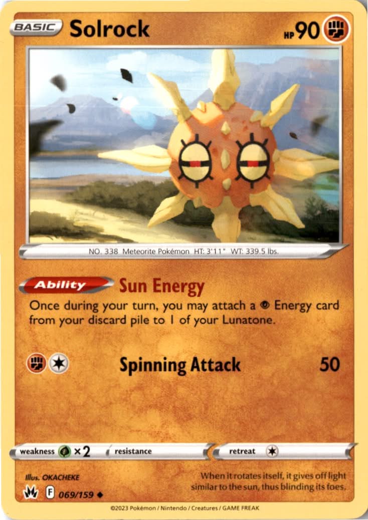Solrock #069/159 - Crown Zenith - Pokemon - Uncommon - Near Mint