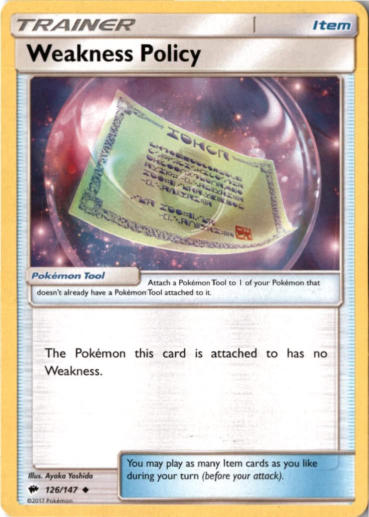 Weakness Policy #126/147 - Burning Shadows - Pokemon - Uncommon - Near Mint