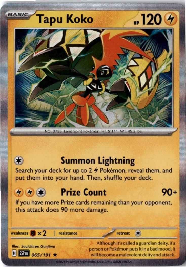 Tapu Koko #065/191 - Surging Sparks - Pokemon - Rare - Near Mint