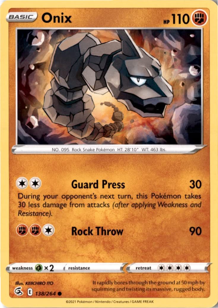 Onix #138/264 - Fusion Strike - Pokemon - Common - Near Mint