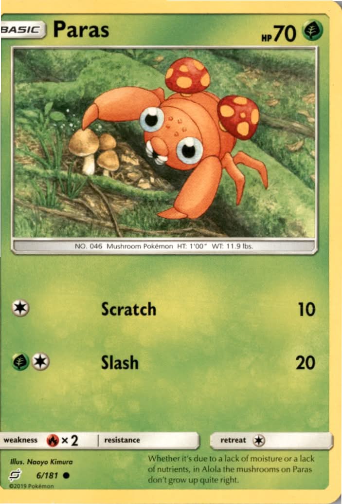 Paras #6/181 - Team Up - Pokemon - Common - Near Mint