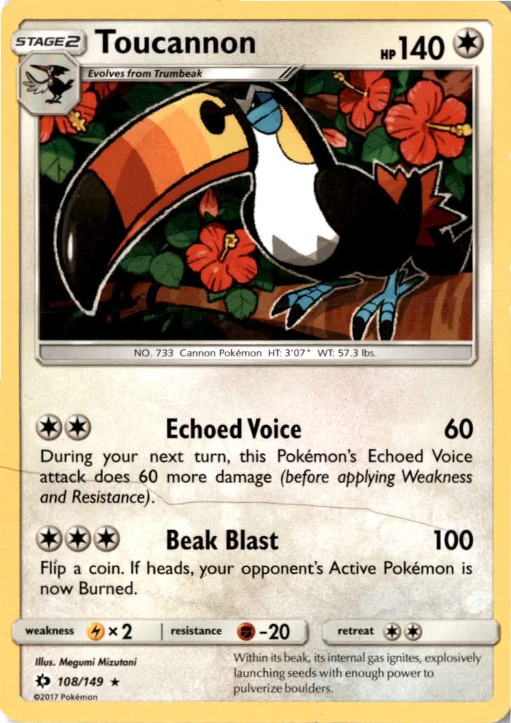 Toucannon #108/149 - Sun & Moon - Pokemon - Rare - Moderately Played
