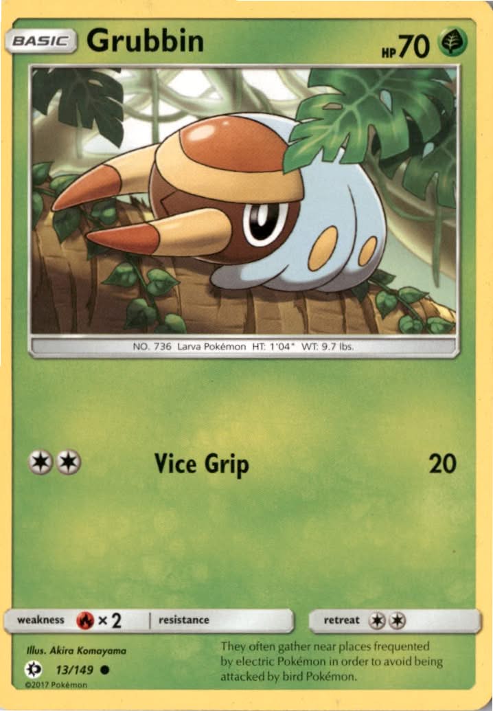 Grubbin #13/149 - Sun & Moon - Pokemon - Common - Near Mint