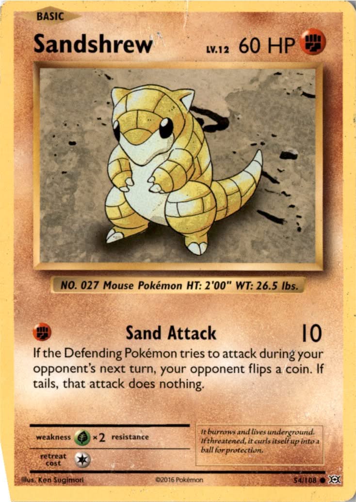 Sandshrew #54/108 - Evolutions - Pokemon - Common - Moderately Played