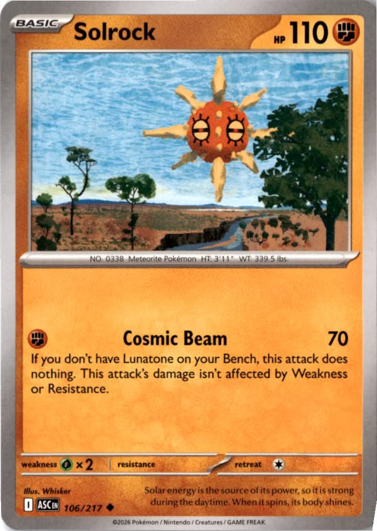 Solrock #106/217 - Ascended Heroes - Pokemon - Uncommon - Near Mint