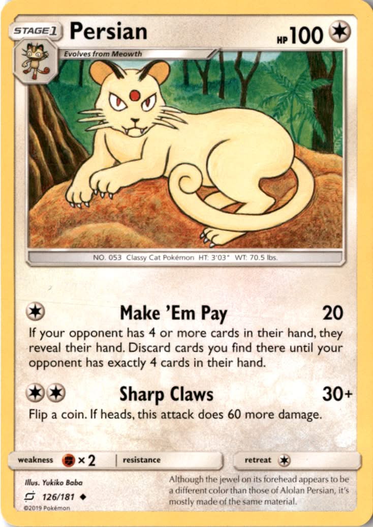Persian #126/181 - Team Up - Pokemon - Uncommon - Near Mint