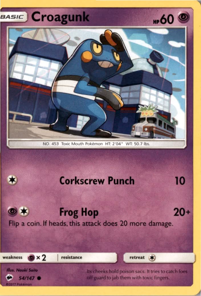 Croagunk #54/147 - Burning Shadows - Pokemon - Common - Near Mint
