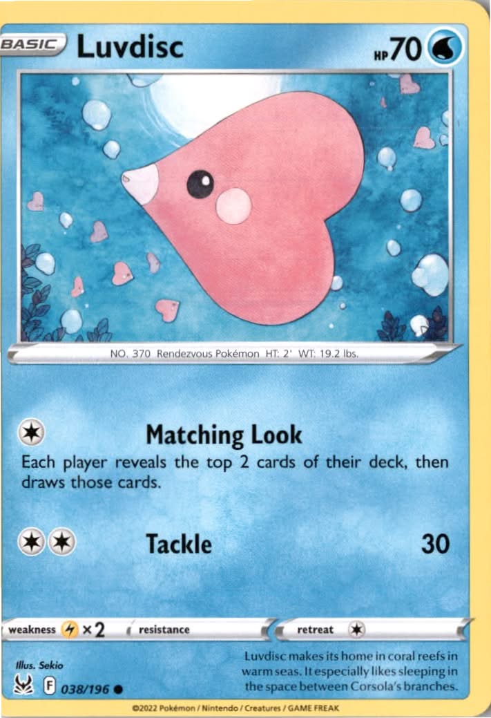 Luvdisc #038/196 - Lost Origin - Pokemon - Common - Near Mint