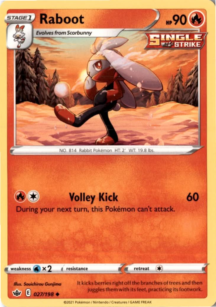 Raboot #27/198 - Chilling Reign - Pokemon - Uncommon - Near Mint
