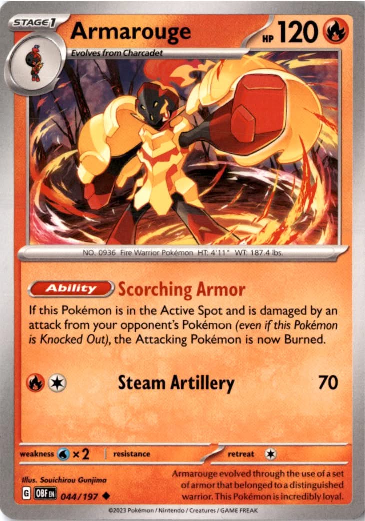 Armarouge #044/197 - Obsidian Flames - Pokemon - Uncommon - Near Mint