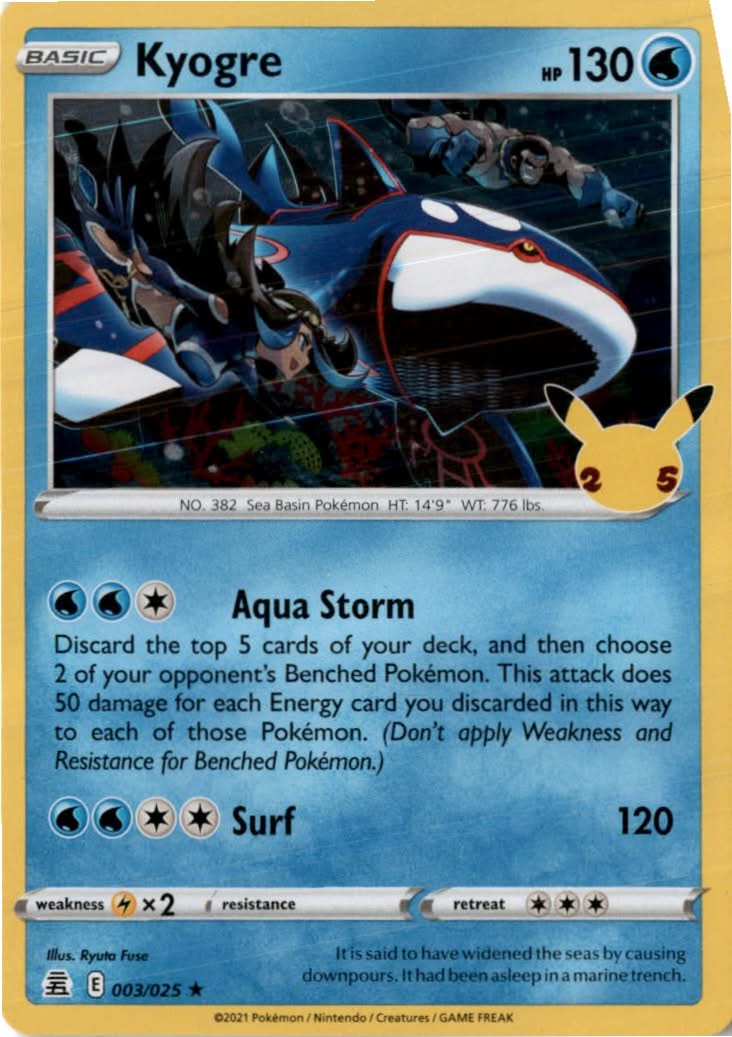 Kyogre #3/25 - Celebrations - Pokemon - Rare - Near Mint