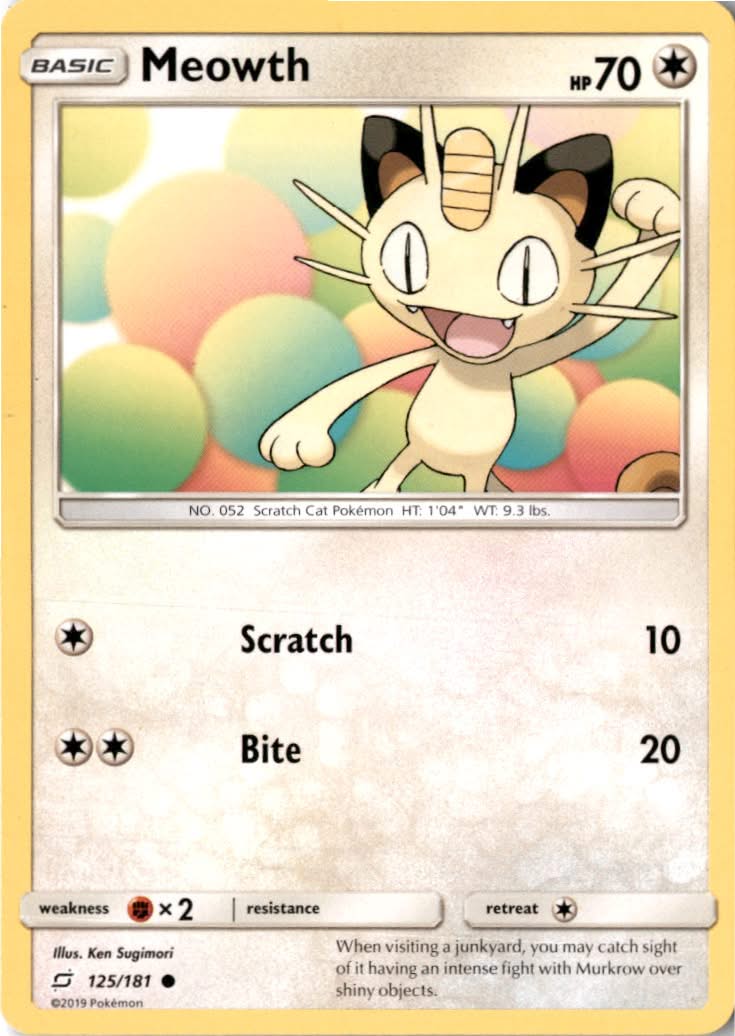 Meowth #125/181 - Team Up - Pokemon - Common - Near Mint