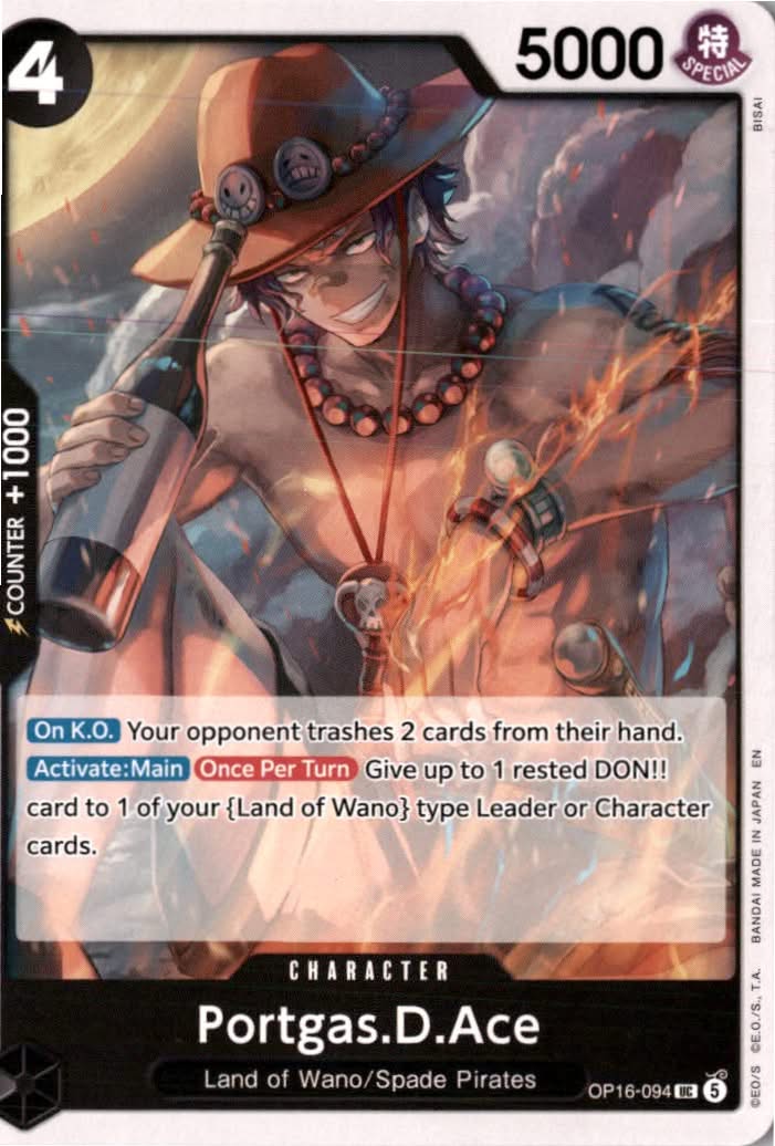 Portgas.D.Ace #OP16-094 - The Time of Battle - One Piece Card Game - Uncommon - Near Mint