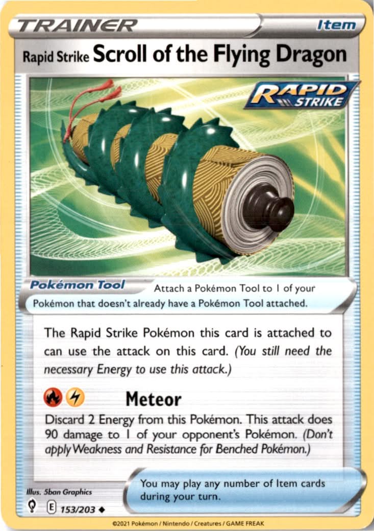 Rapid Strike Scroll of the Flying Dragon #153/203 - Evolving Skies - Pokemon - Uncommon - Near Mint