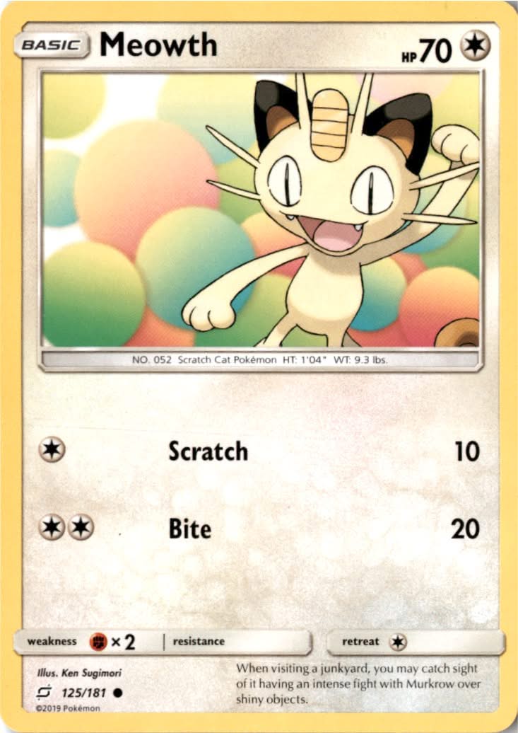 Meowth #125/181 - Team Up - Pokemon - Common - Near Mint