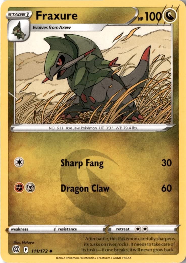 Fraxure #111/172 - Brilliant Stars - Pokemon - Uncommon - Near Mint