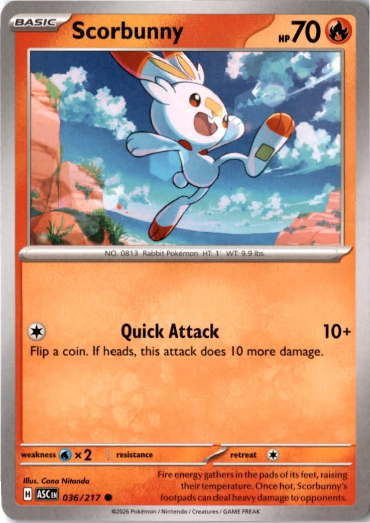 Scorbunny #036/217 - Ascended Heroes - Pokemon - Common - Near Mint