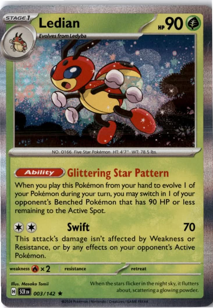 Ledian #003/142 - Stellar Crown - Pokemon - Rare - Near Mint