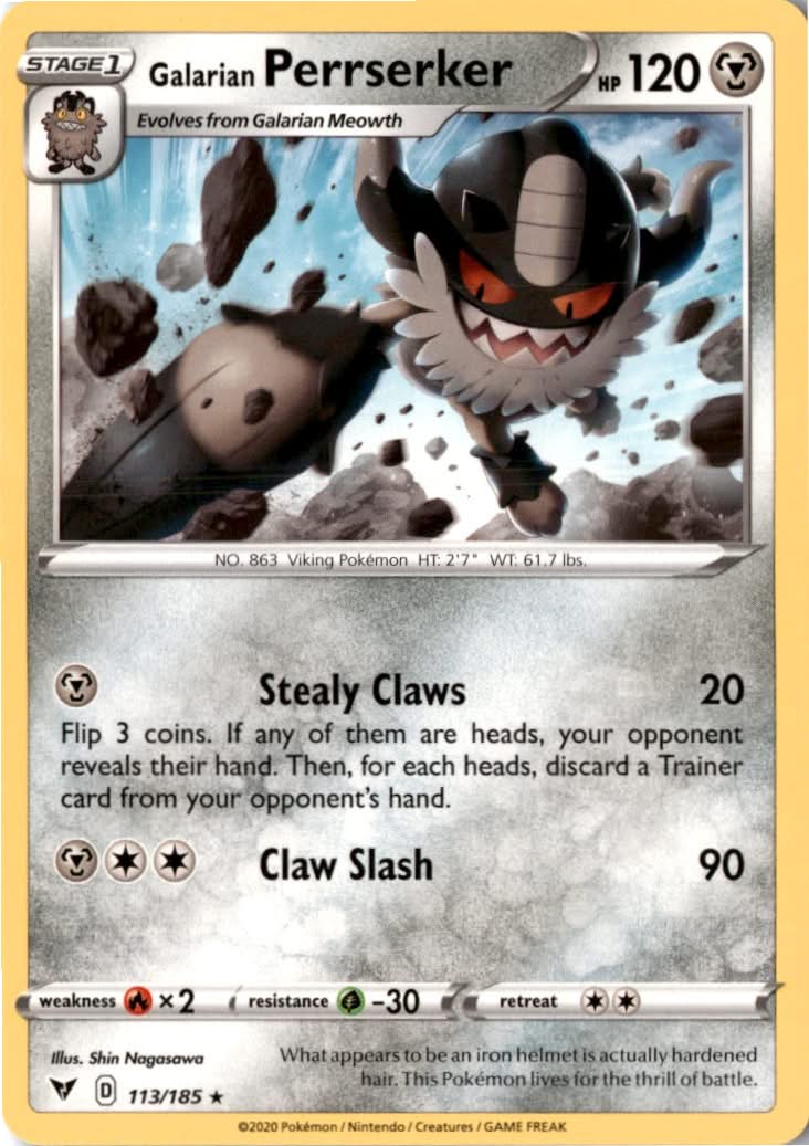 Galarian Perrserker #113/185 - Vivid Voltage - Pokemon - Rare - Near Mint