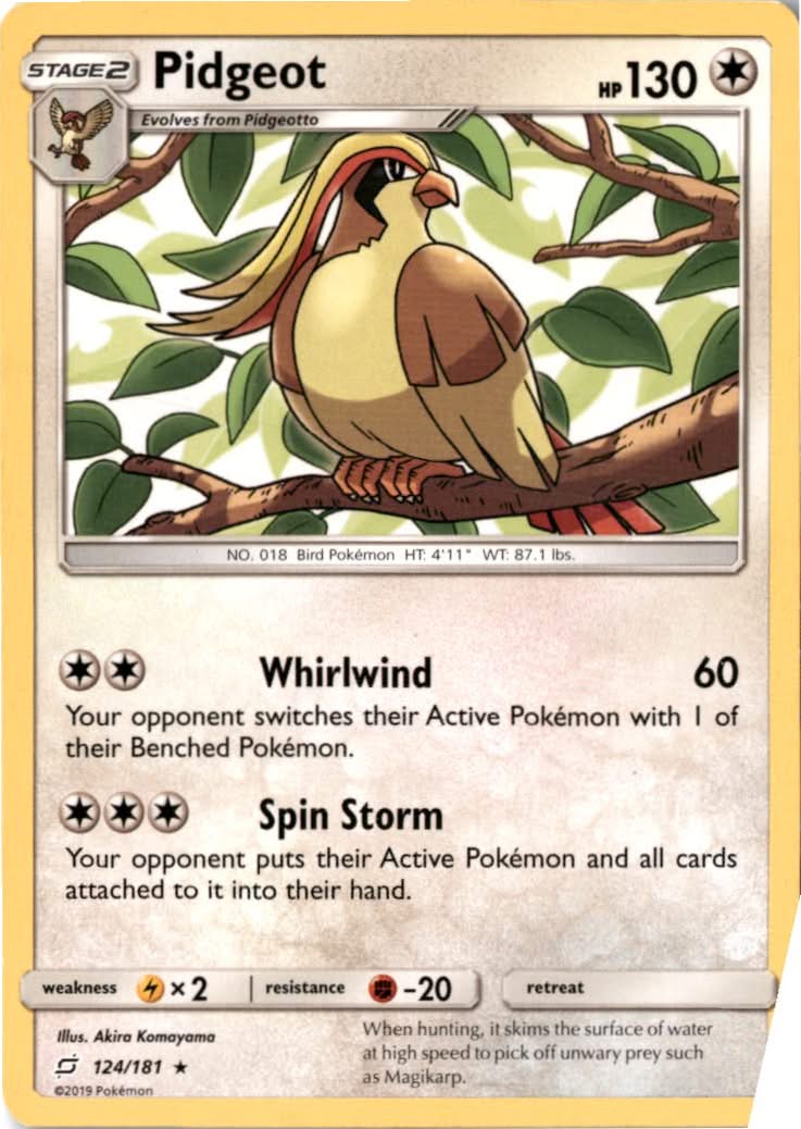 Pidgeot #124/181 - Team Up - Pokemon - Rare - Lightly Played