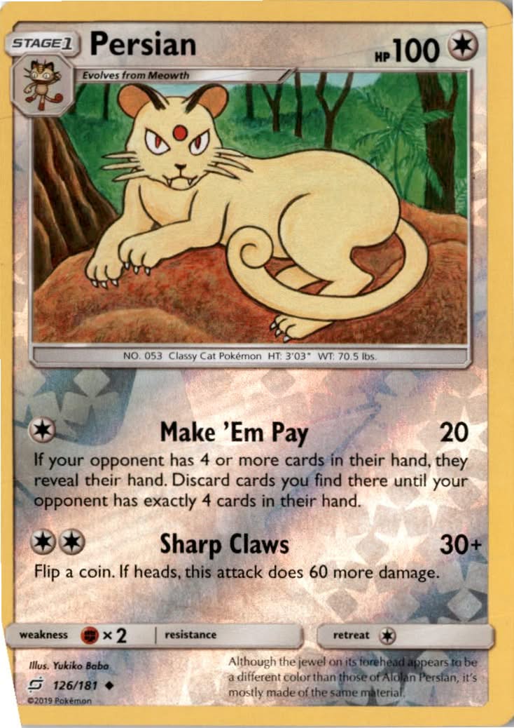 Persian #126/181 - Team Up - Pokemon - Uncommon - Near Mint