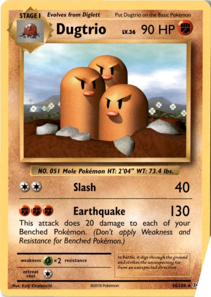 Dugtrio #56/108 - Evolutions - Pokemon - Rare - Lightly Played