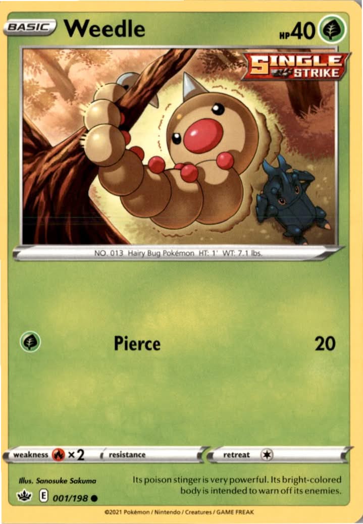 Weedle #1/198 - Chilling Reign - Pokemon - Common - Near Mint