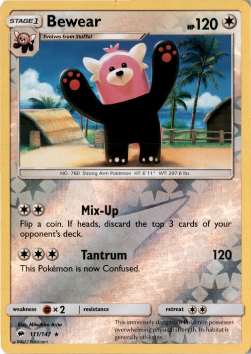 Bewear #111/147 - Burning Shadows - Pokemon - Rare - Lightly Played