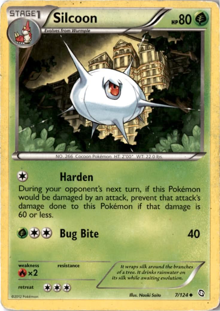 Silcoon #7/124 - Dragons Exalted - Pokemon - Uncommon - Moderately Played
