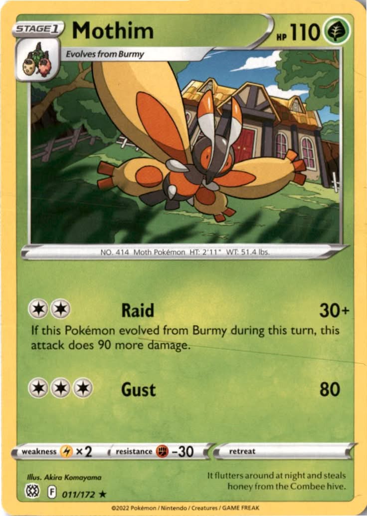 Mothim #011/172 - Brilliant Stars - Pokemon - Rare - Near Mint