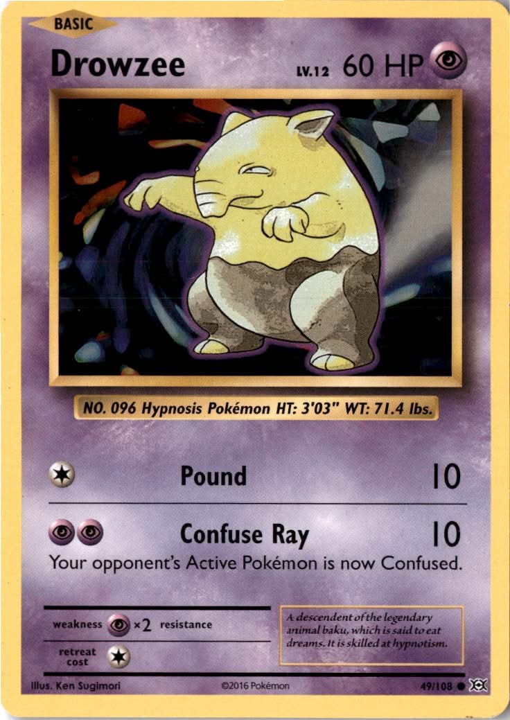 Drowzee #49/108 - Evolutions - Pokemon - Common - Lightly Played