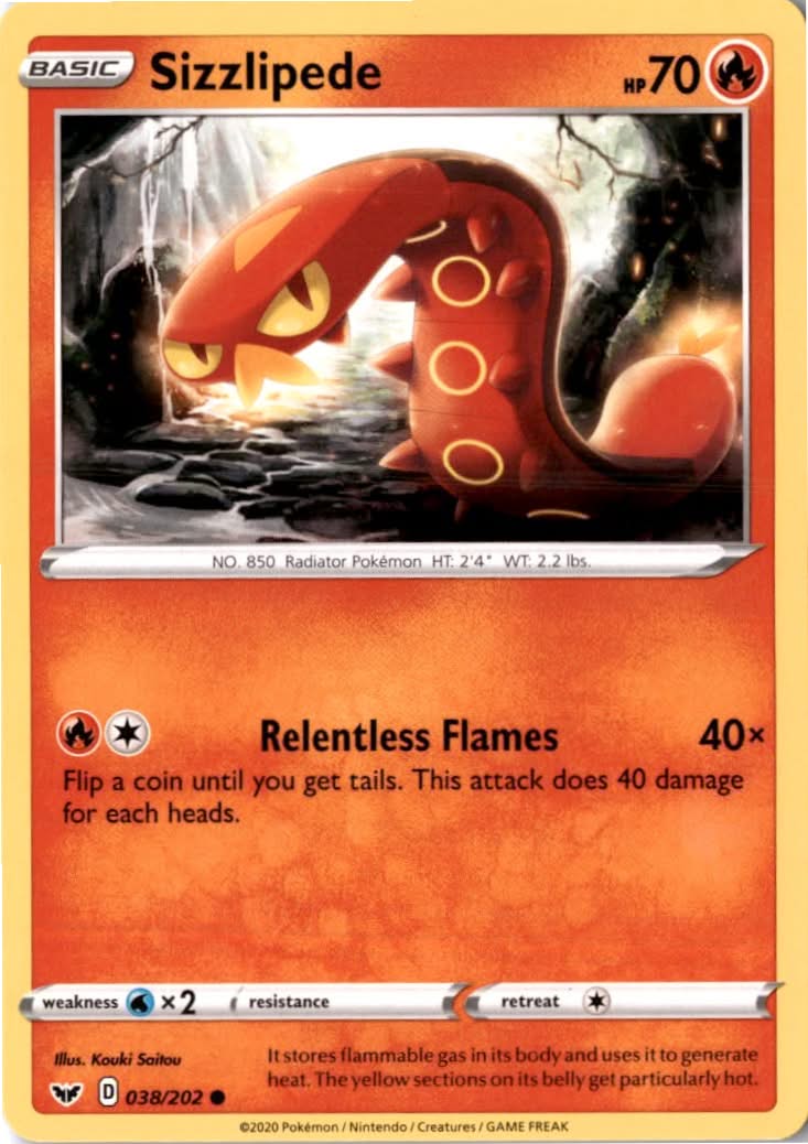 Sizzlipede #38/202 - Sword & Shield - Pokemon - Common - Near Mint