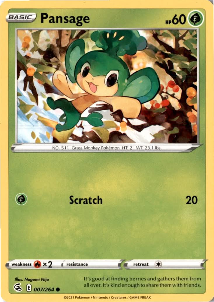 Pansage #7/264 - Fusion Strike - Pokemon - Common - Near Mint