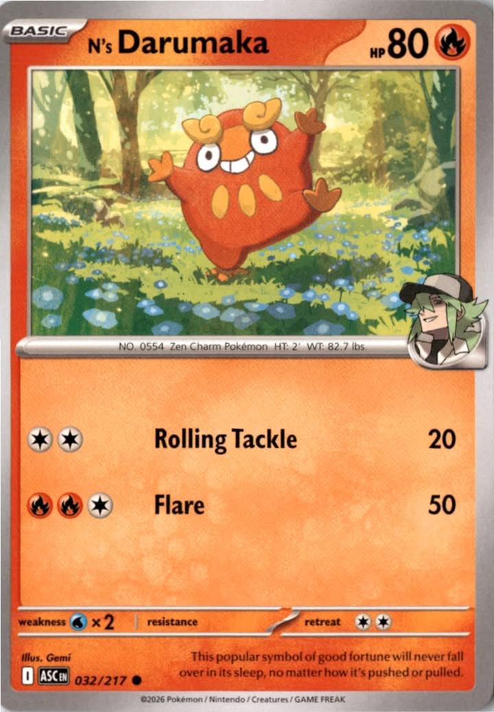 N's Darumaka #032/217 - Ascended Heroes - Pokemon - Common - Near Mint