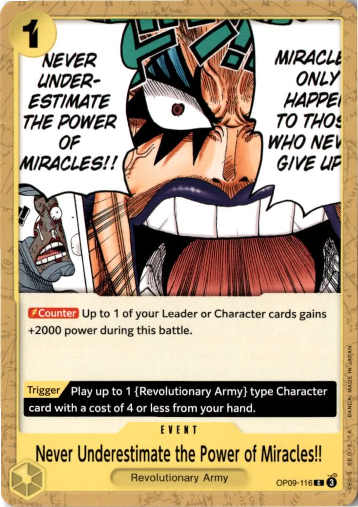 Never Underestimate the Power of Miracles!! #OP09-116 - Emperors in the New World - One Piece Card Game - Common - Near Mint