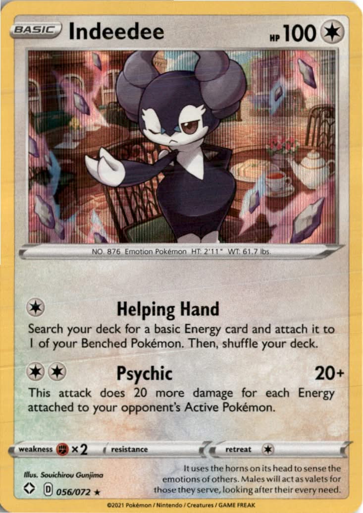 Indeedee #56/72 - Shining Fates - Pokemon - Holo Rare - Near Mint