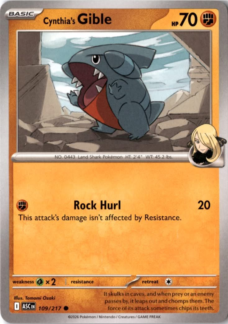 Cynthia's Gible #109/217 - Ascended Heroes - Pokemon - Common - Near Mint
