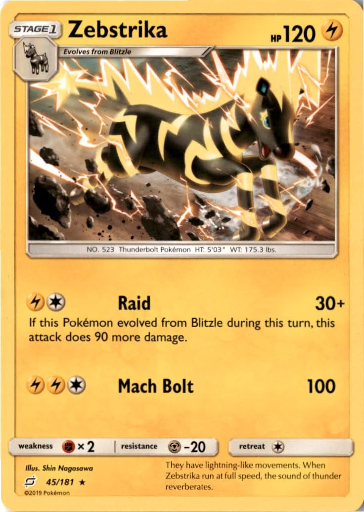 Zebstrika #45/181 - Team Up - Pokemon - Rare - Near Mint